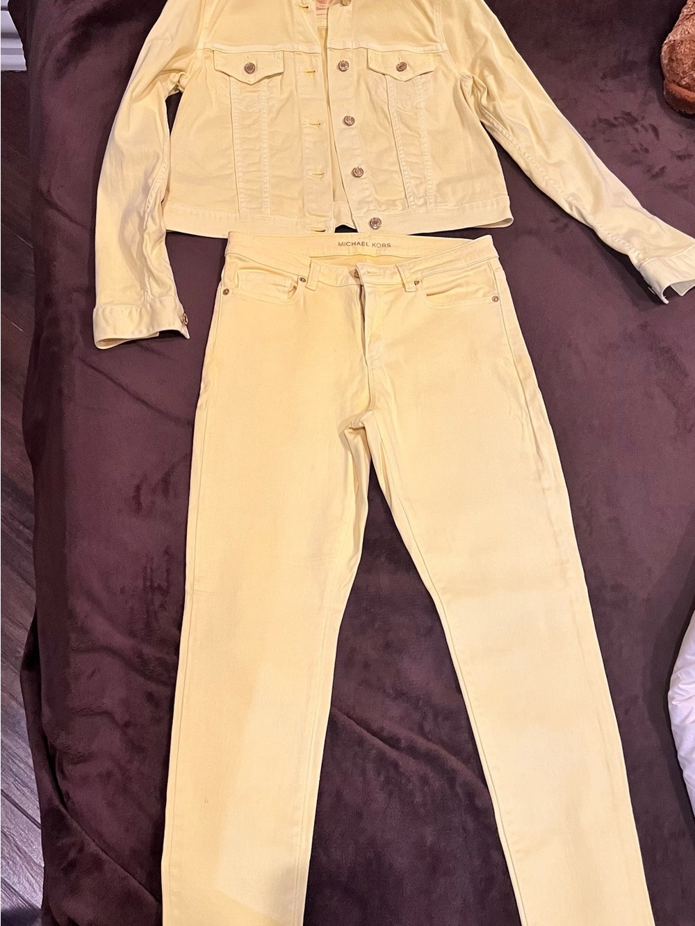 Michael Kors Pale Yellow Denim Jacket and Skinny Pants